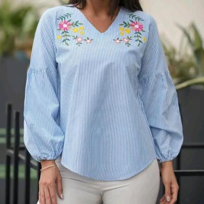 شومیز نخ نساجی چیندار گلدوزی