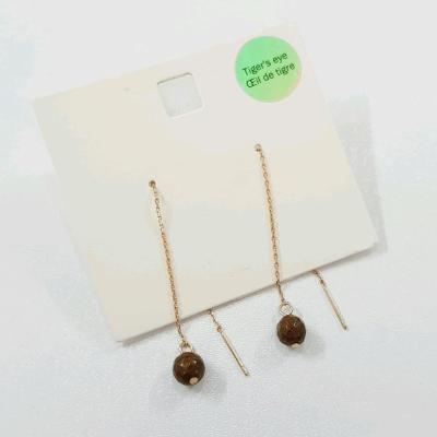 گوشواره بخیه طلایی آویز سنگ چشم ببر اصل ، فوق العاده زیبا و ظریف