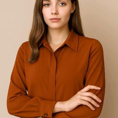 شومیز آجری زنانه مجلسی ساده