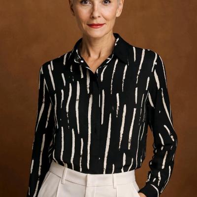 شومیز مشکی سفید زنانه مجلسی طرحدار