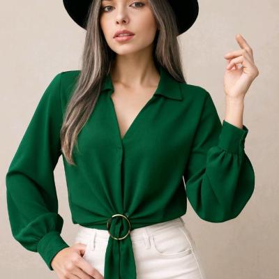 شومیز سبز دخترانه زنانه مجلسی گره ای