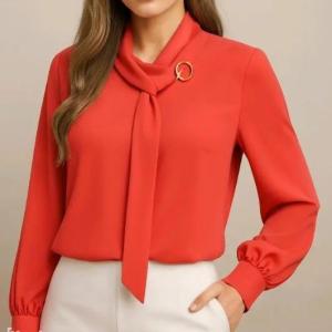 شومیز صورتی زنانه مجلسی کراواتی