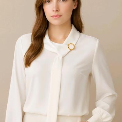 شومیز سفید زنانه مجلسی کراواتی