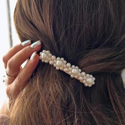 گیره مو کلیپسی طلایی مرواریدی ، بسیار زیبا ، فنر کلیپس با کیفیت و محکم