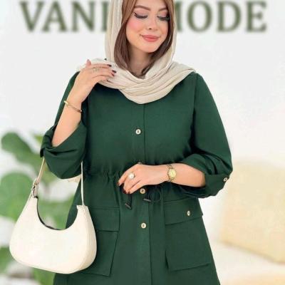 مانتو دخترانه کتان مدل مانتو کتان اسپورت دخترونه کمرگت دار سنگشور 96356