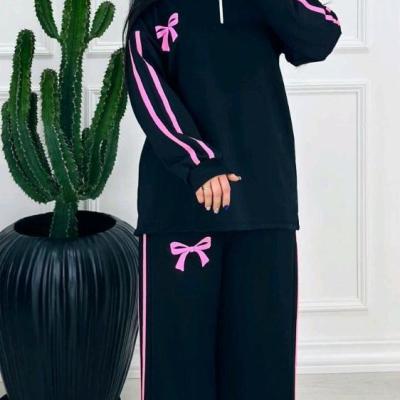 ست سویشرت نیم زیپ و شلوار زنانه مدل آرمانا جنس پنبه گلکسی درجه یک