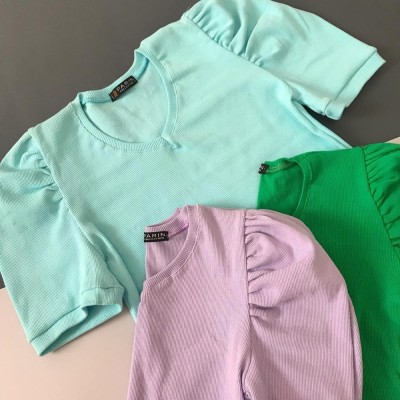 کراپ کبریتی آستین پفی زنانه و دخترانه