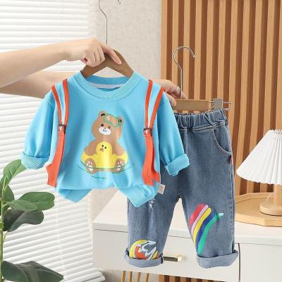 بلوز شلوار پسرانه وارداتی بلوز نخ پنبه شلوار لی سایز9ماه تا 4سال