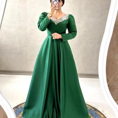 پیراهن مهمانی زنانه ساتن مدل پیراهن لباس مجلسی خاص پوشیده مناسب جشن عروسی نامزدی نجلا 5067-157903