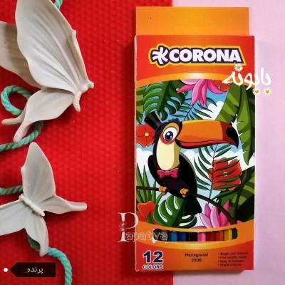 مداد رنگی پلیمری 12 رنگ کرونا جعبه پرنده