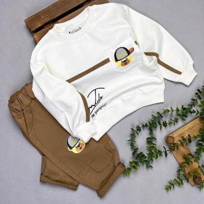 ست بچگانه بلوز و شلوار کتان پسرانه خرس کلاه دار