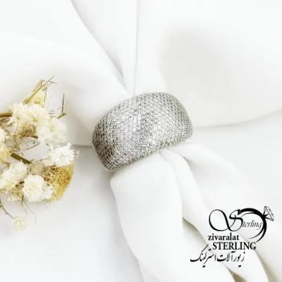 انگشتر جواهری طرح شنی نقره ایتالیا کد 18236
