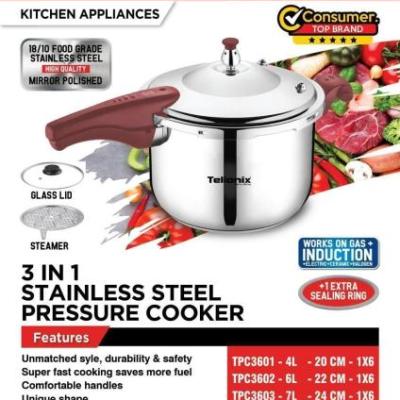 زودپز 11 لیتری تلیونیکس مدل TPC3607 | زودپز استیل 18/10 با کیفیت بالا و سازگار با گاز و القایی ارسال پس کرایهs