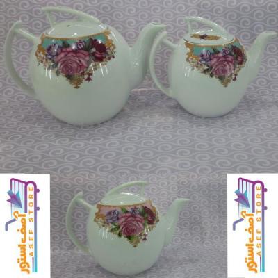 قوری چینی طرح کاترین فیروزه در دو سایز