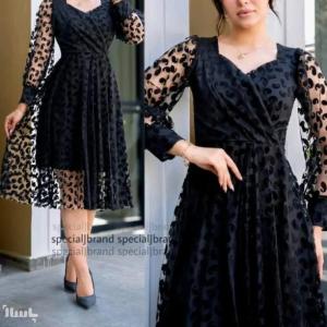 پیراهن مهمانی زنانه فلوک مخملی مدل تونیک نازگل فلوک