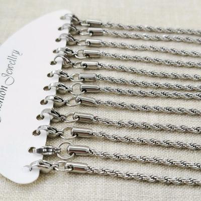 زنجیر استیل طنابی نقره ای رنگ ثابت (گردنبند)