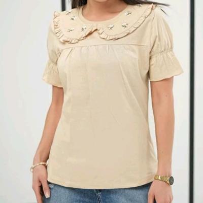 تیشرت یقه ب ب آستین چین‌دار