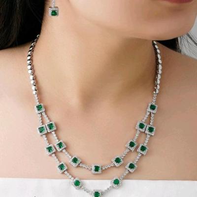 سرویس استیل آبکاری نقره با نگین سبز جواهری-157286