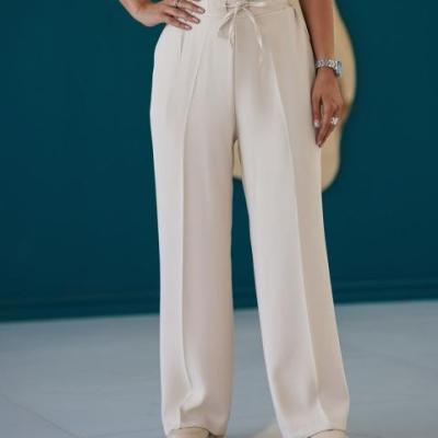 شلوار بگ پارچه ای زیپ و دکمه ای پشت کش بند دار