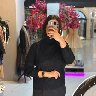 بلوز بافت مشکی دخترانه زنانه یقه اسکی خارجی