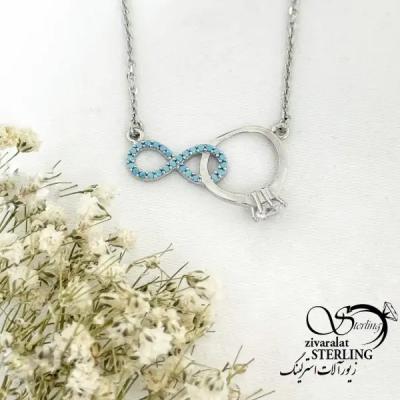 گردنبند نقره 925 عیار طرح بینهایت آویز حلقه کد 20347