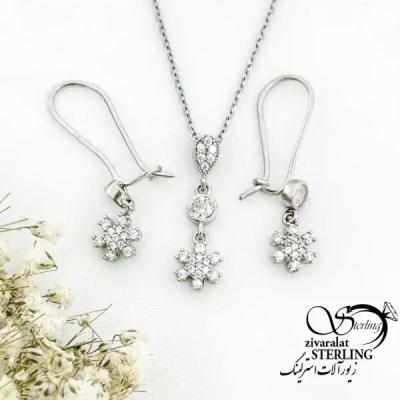 نیمست نقره آویز گل با نقره 925 عیار کد 20359