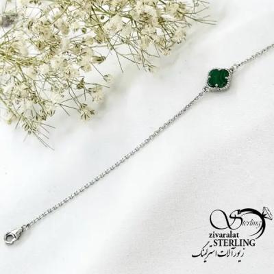 دستبند ونکلیف سبز نقره عیار 925 کد 20379