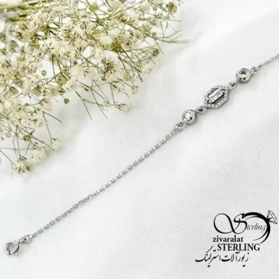 دستبند نقره عیار925 طرح طلا نگین دار کد 20378