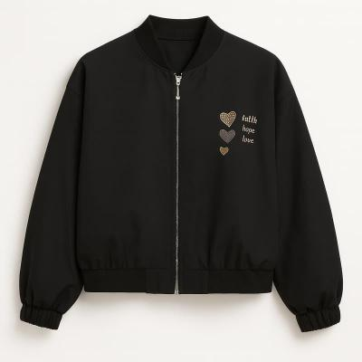 بامبر زنانه گلدوزی 3 قلب - مشکی