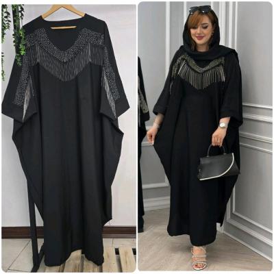 مانتو عبایی زنانه جنس الیزه نگین کوب فری سایز تا 54