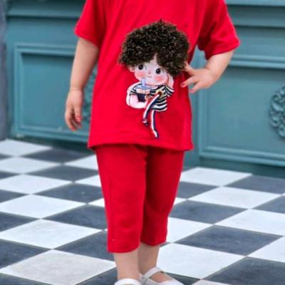 تیشرت شلوارک دخترانه طرح برجسته