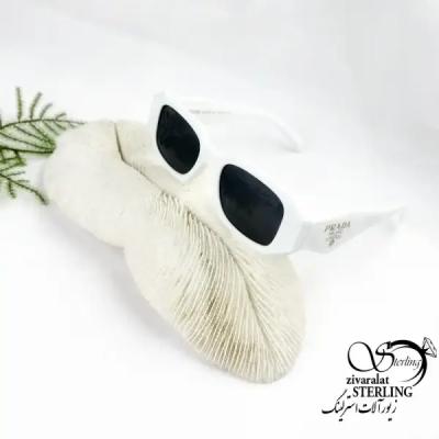 عینک دودی مستطیلی سفید برند PRADA کد 19069