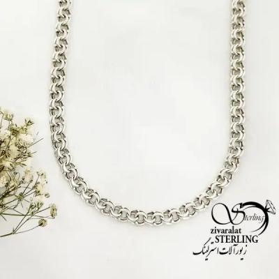 گردنبند (زنجیر) نقره حلقه تو حلقه با نقره925 عیار کد 19392