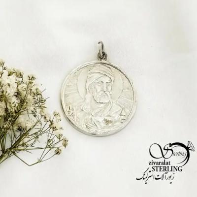 پلاک نقره دو طرفه شمایل حضرت علی و محمد کد 19428