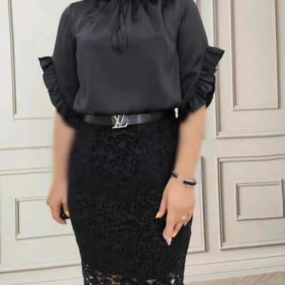 پیراهن مهمانی زنانه ساتن مدل پیراهن ترکیبی ساتن و دانتل مزونی