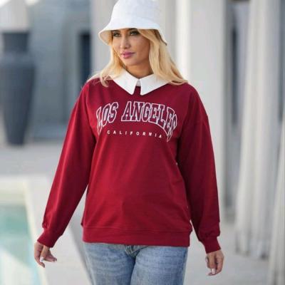 بلوز پاییزه نخ پنبه جلوچاپ یقه دار