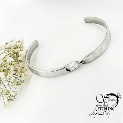 دستبند النگویی مردانه برند استیل سفید کد 19670