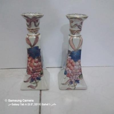 جا شمعی چینی قدیمی طرح دوطرفه خوشه انگور کمیاب