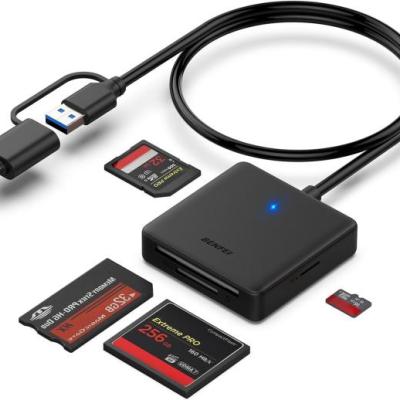 کارت‌ریدر USB-C و USB 3.0 چندکاره برند Benfei – انتقال سریع SD، Micro SD، CF و MS