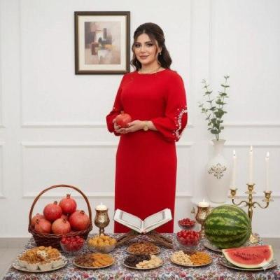 پیراهن میدی مهمانی زنانه کرپ مازراتی مدل یلدایی