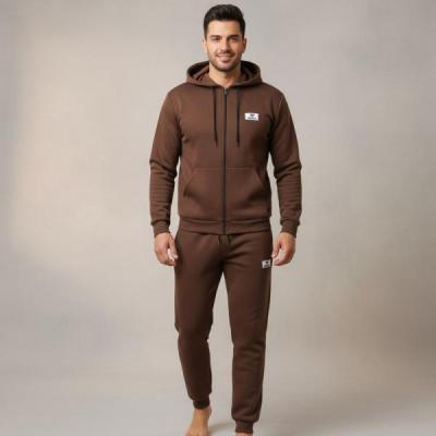 ست سویشرت و شلوار مردانه رنگ قهوه ای جنس اسپان – راحت، سبک و مناسب روزمره