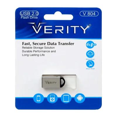 Verity V804 USB2.0 Flash Memory - 64GB (گارانتی آسان سرویس) نقره ای