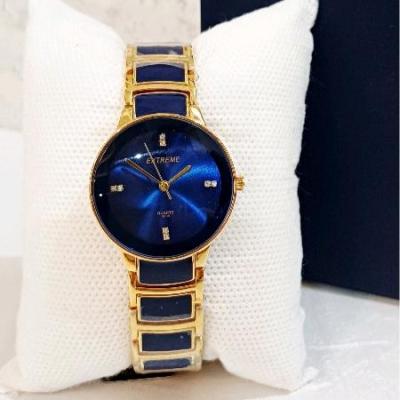 ساعت زنانه EXTREME اصل موتور ژاپن میوتا دورنگ آبی طلایی