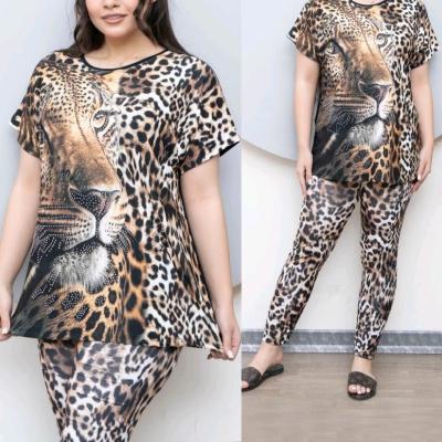 ست تیشرت و شلوار فلامنت کشی پلنگی جدید