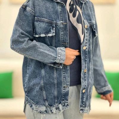 مانتو اسپرت زنانه جین مدل کت جین اصل ضخیم بلو