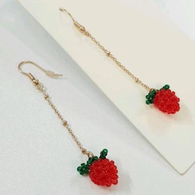 گوشواره فانتزی طلایی آویز توت فرنگی ، فوق العاده زیبا و کیوت