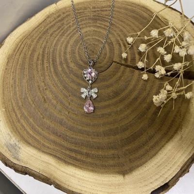 گردنبند قلبی صورتی