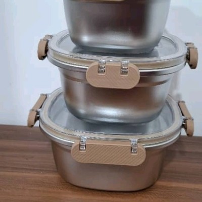 کاسه استیل درب بامبو واشر دار جنس عالی سه تکه خارجی