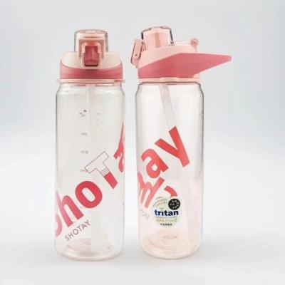 بطری و قمقمه ورزشی 1000cc نی دار shotay مدل ST-6627 ( صورتی )