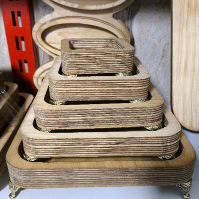 ظرف سرو پنج تیکه چوبی پایه دار